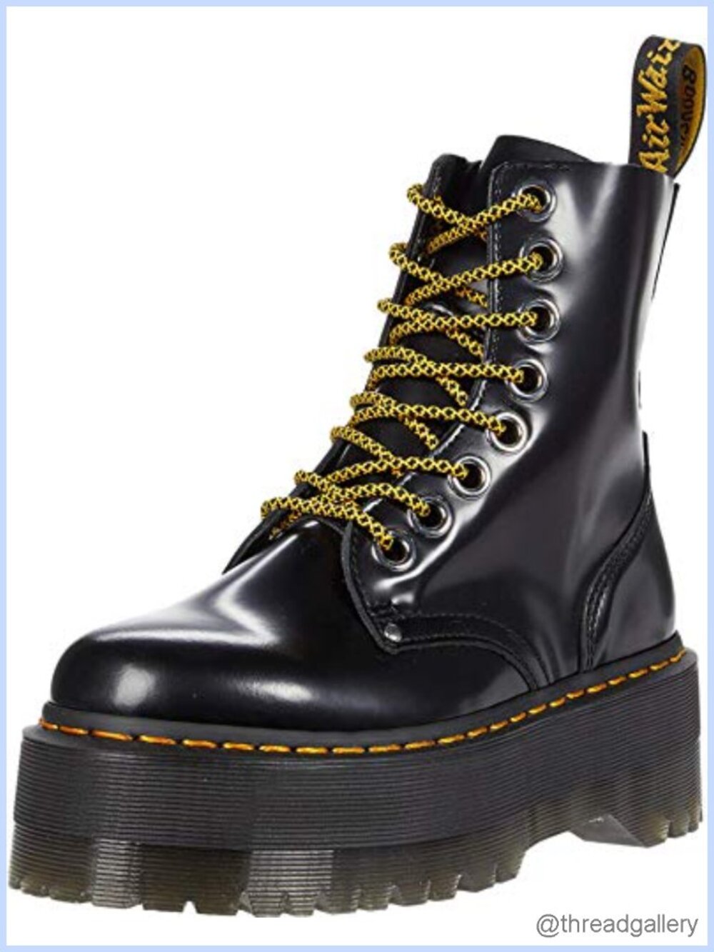 Platform Leather Boots Combat Lace Up Mid Calf Boots